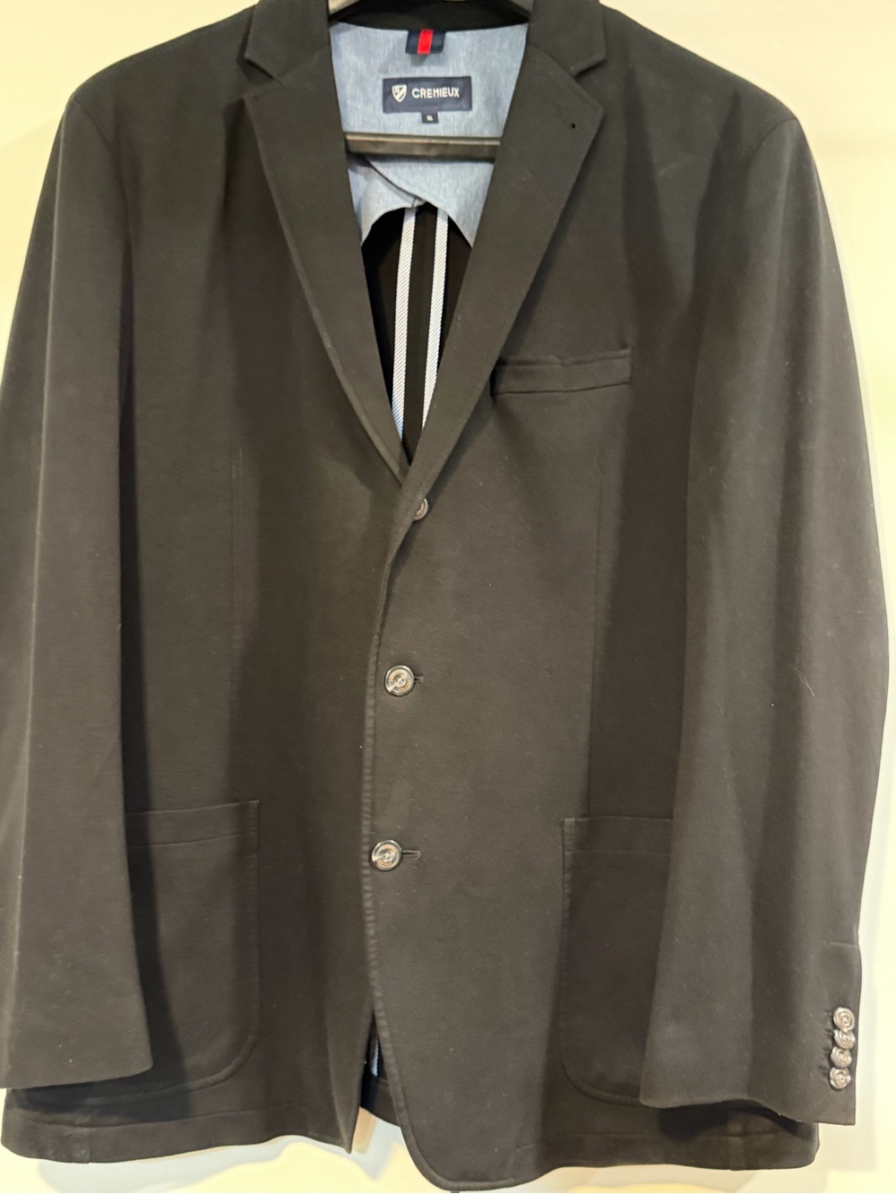 Cremieux Men’s XL Black Unstructured Blazer Sport Coat Patch Pockets